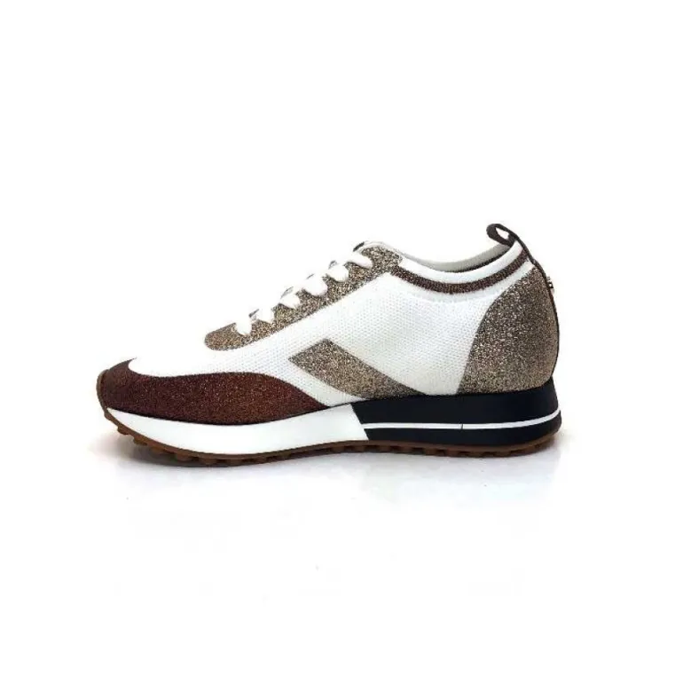 Baskets Ivoire 210.1810 Textile Blanc Paillettes Or