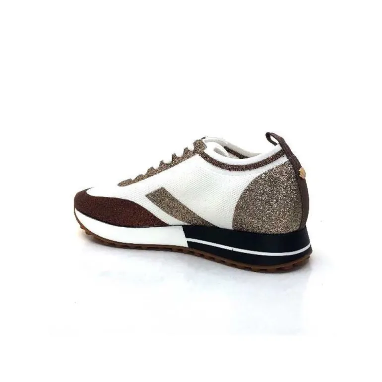 Baskets Ivoire 210.1810 Textile Blanc Paillettes Or
