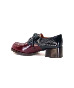 Chie Mihara Trudu Cuir Vernis Purple, Vert & Toile Satin Imprimee