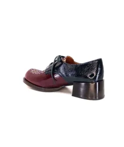 Chie Mihara Trudu Cuir Vernis Purple, Vert & Toile Satin Imprimee
