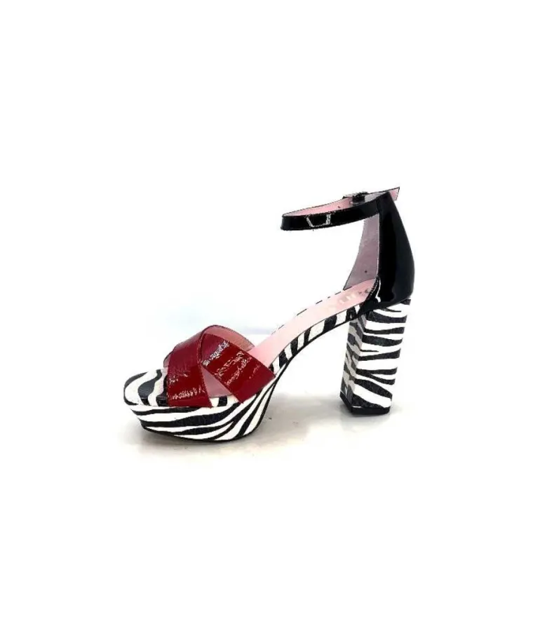 Dansi 5581 Cuir Noir Blanc Rouge