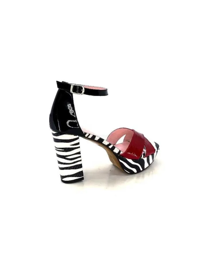 Dansi 5581 Cuir Noir Blanc Rouge