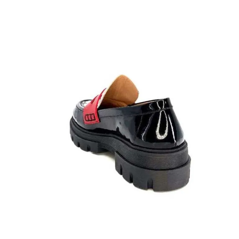 Dansi 5782 Cuir Vernis Noir Imprime Blanc