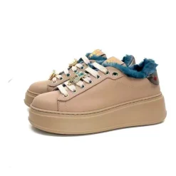 Giopiu Pia 82 Cuir Nude Fourrure Turquoise