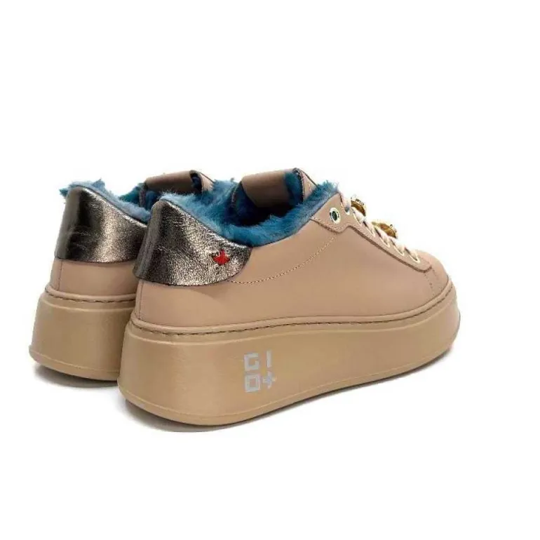 Giopiu Pia 82 Cuir Nude Fourrure Turquoise