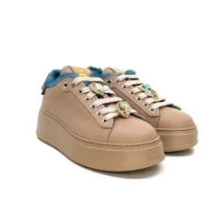 Giopiu Pia 82 Cuir Nude Fourrure Turquoise
