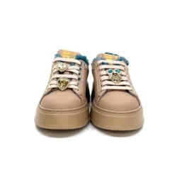 Giopiu Pia 82 Cuir Nude Fourrure Turquoise