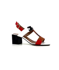 Ivoire F2105 Sardegna Cuir Blanc, Marron, Rouge & Noir