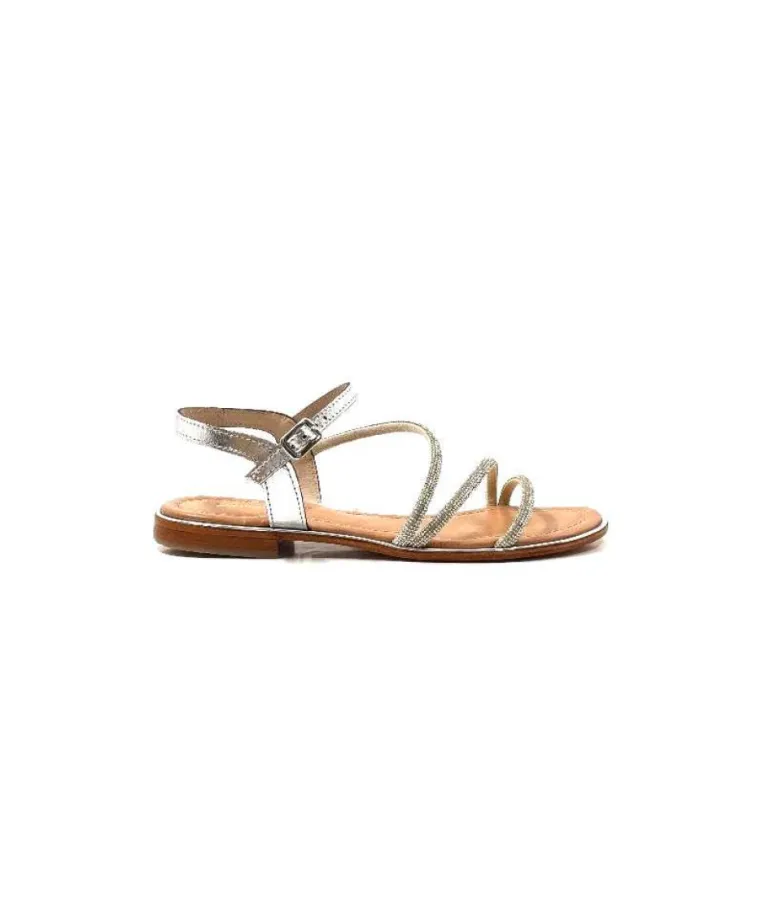 Les Tropeziennes Hoctavy Cuir Strass Argent
