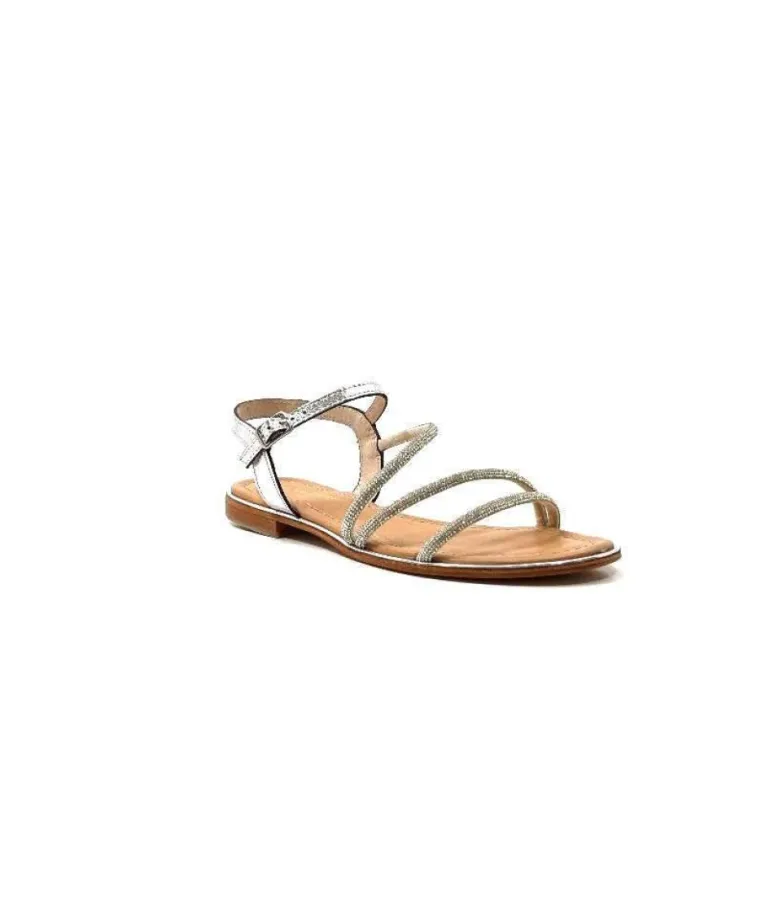 Les Tropeziennes Hoctavy Cuir Strass Argent