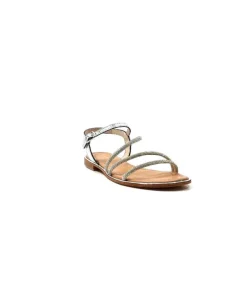 Les Tropeziennes Hoctavy Cuir Strass Argent