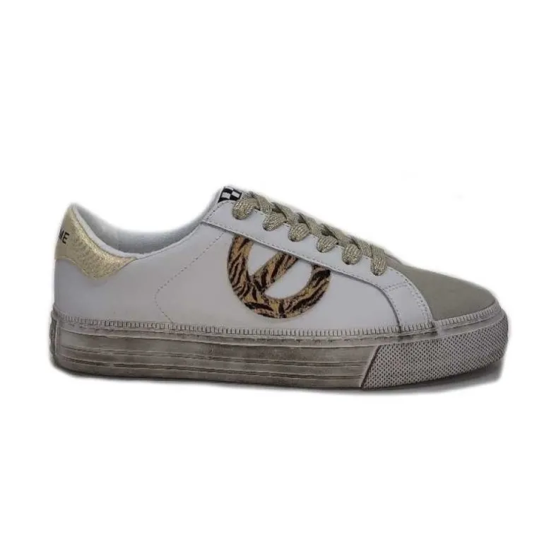 No Name Strike Side Cuir Blanc Or