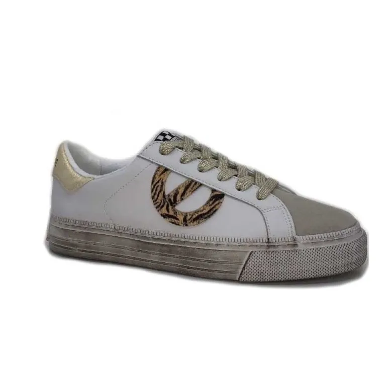 No Name Strike Side Cuir Blanc Or