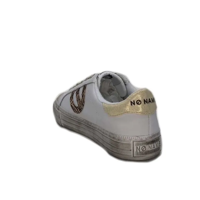 No Name Strike Side Cuir Blanc Or